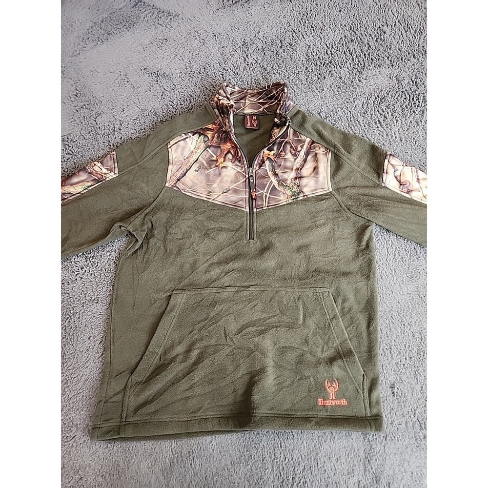 Huntworth Men's Medium Oak Tree Evo Camo 1/4‎ Zip Pullover Hunting Sweater